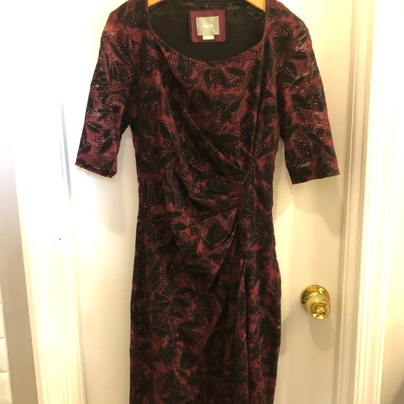MAEVE BURGUNDY BLACK LACE DRESS ANTHROPOLOGIE - Picture 11 of 12